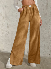 High Waist Corduroy Wide Leg Pants