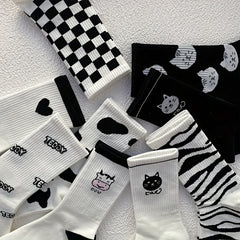 10 Pairs Cartoon Print Socks Women's Stockings