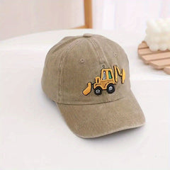 Kids Excavator Embroidered Baseball Cap Sun Protection Hat