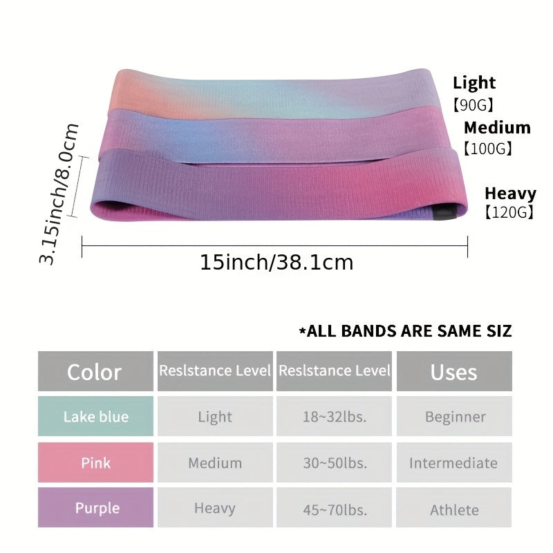 3pcs Yoga Resistance Bands Set Non Slip Durable Fitness Stretching Bands