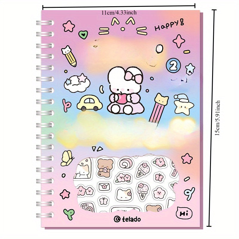 Cartoon Character Sticker Book - 14 Adorable Animal & Food Themed Stickers