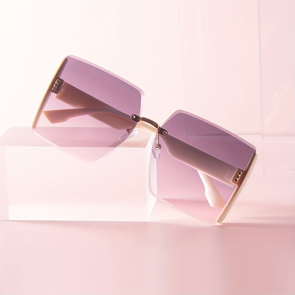 Rimless Sunglasses Women Large Gradient UV400 Sun Shades Glasses