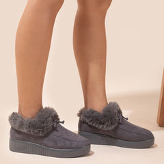 Women's Plush Lined Thermal Snow Boots Non Slip Flat Snow Shoes