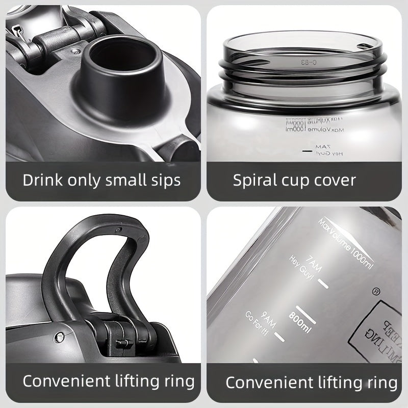 1000ml Portable Water Bottle Flip Top Bottle with Scale for Outdoor Travel
