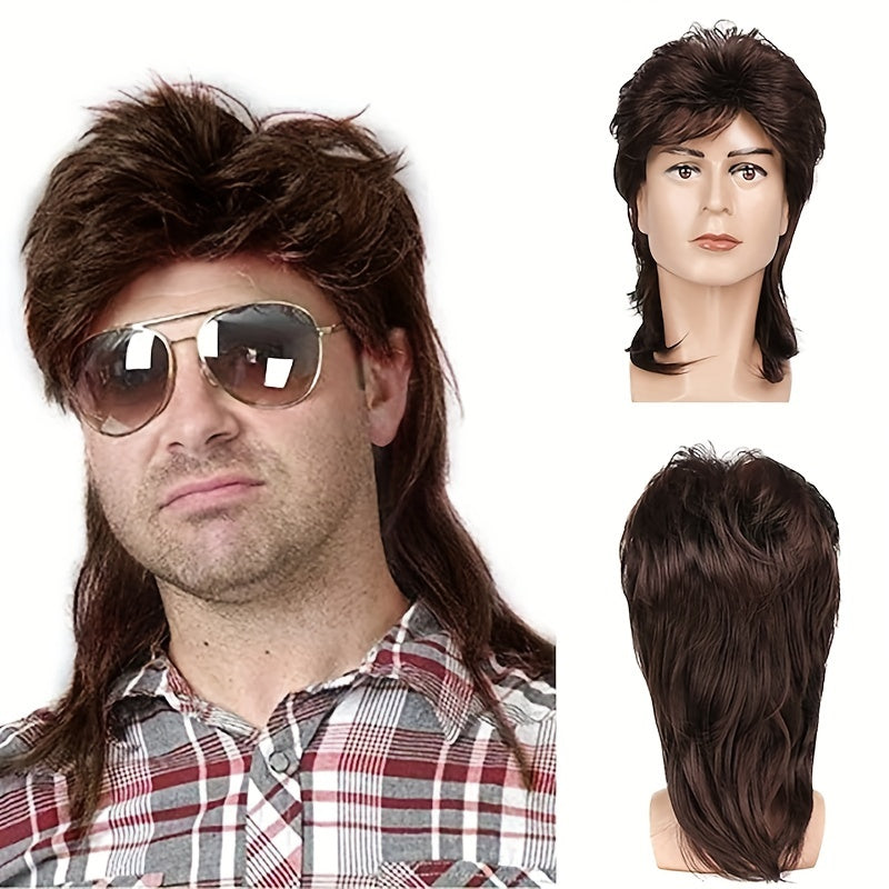 Men's 80s Punk Style Long Curly Wig for Party Halloween Cosplay