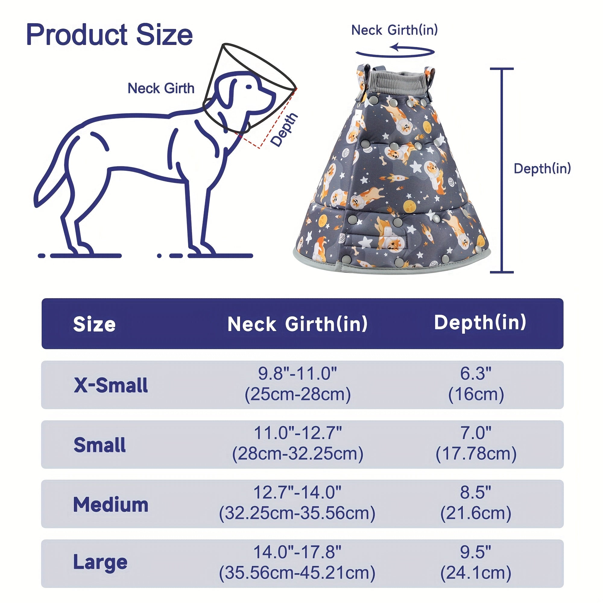 Adjustable Space Dog Graphic Cat Cone Collar