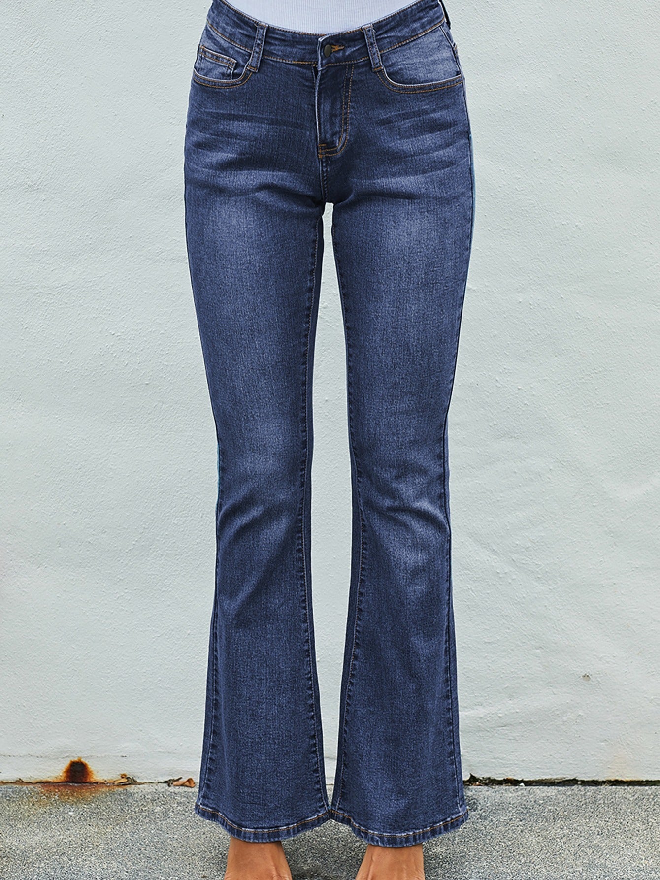 High Rise Flared Trousers Wide Leg Bell Bottom Denim Pants