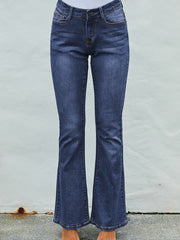 High Rise Flared Trousers Wide Leg Bell Bottom Denim Pants