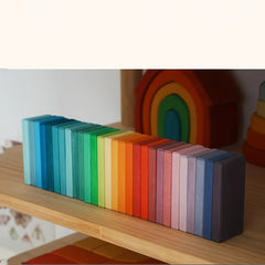 Colorful Wooden Domino Puzzle Toy Educational Building Blocks