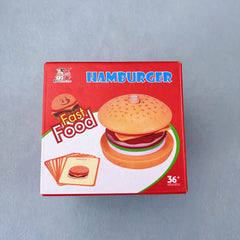 Wooden Playhouse Burger Fries Sandwich Set Matching Puzzle Food Cutting Toy