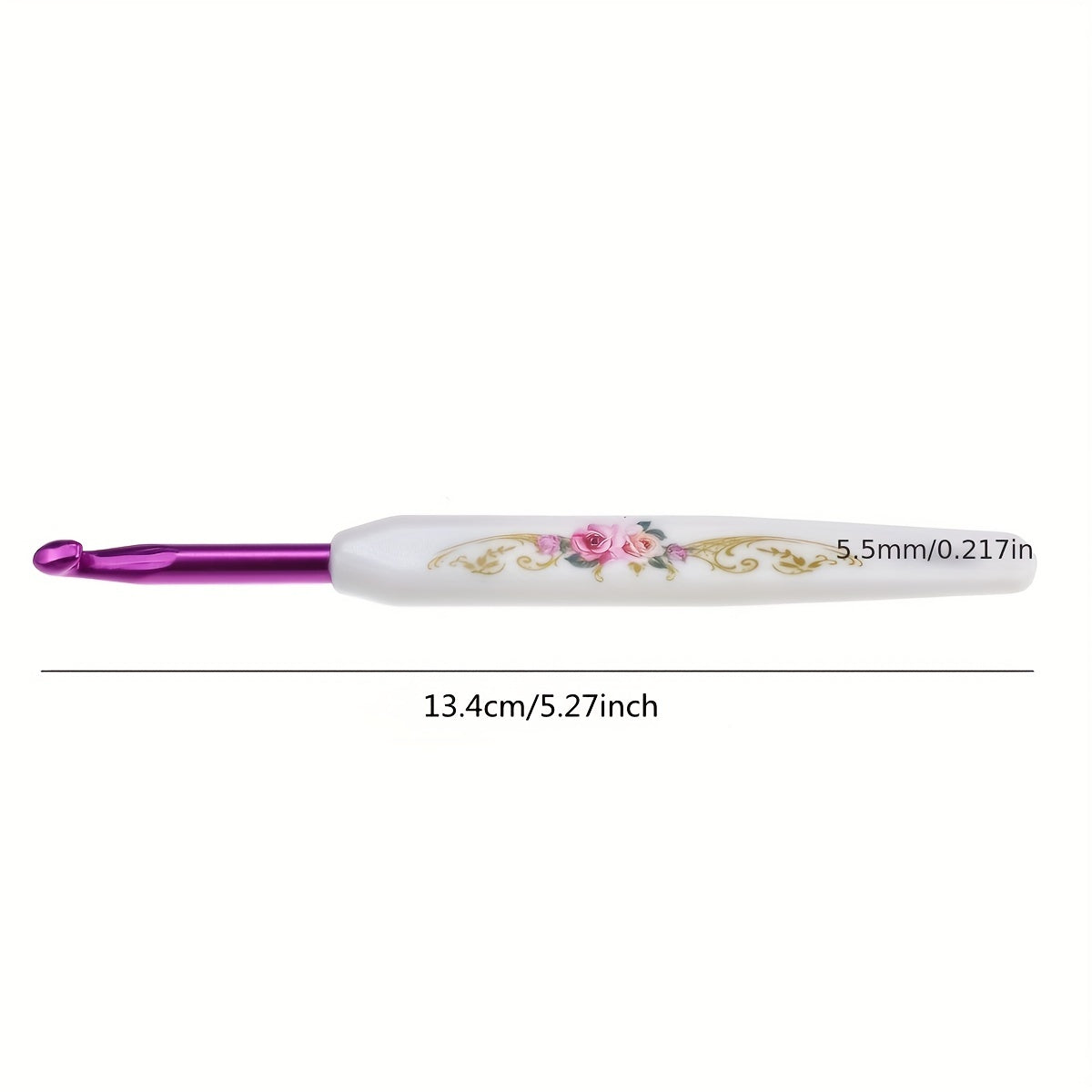 8pcs Crochet Hook Set with Comfortable Ergonomic Handle - Pink Print Pretty