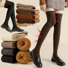 Solid Thigh High Socks Over Knee Women's Stockings Warm Hosiery