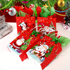 4pcs Christmas Merry Theme Gift Bag Set Small Size with 8 Large Paper Wrappers