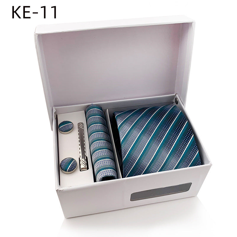 Men's Tie Pocket Square Cufflinks Tie Clip Set 1200 stitch Jacquard Fabric