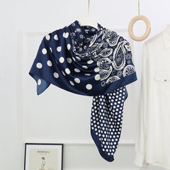 Silk Polka Dot Print Square Scarf Bandana