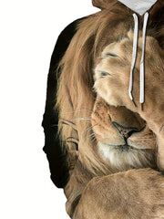 Lion 3D Print Sports Hoodie Men's Casual Pullover Hooded Sweatshirt