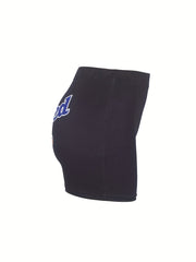Graphic Print Skinny Yoga Shorts for Women