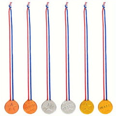 1pc Golden Plastic Medals With Ribbon Belt for Sports Party Awards