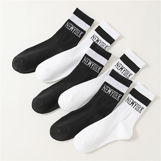 6 Pairs Letter Print Comfy Mid Tube Socks Women's Stockings