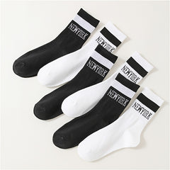 6 Pairs Letter Print Comfy Mid Tube Socks Women's Stockings