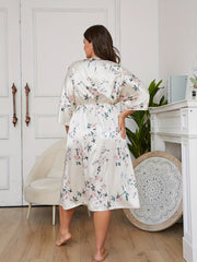 Nightdress Women's Floral Print Sleeved Sleep Dress