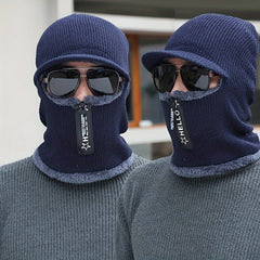 Thick Knitted Fishing Hat with Face Cover for Cycling