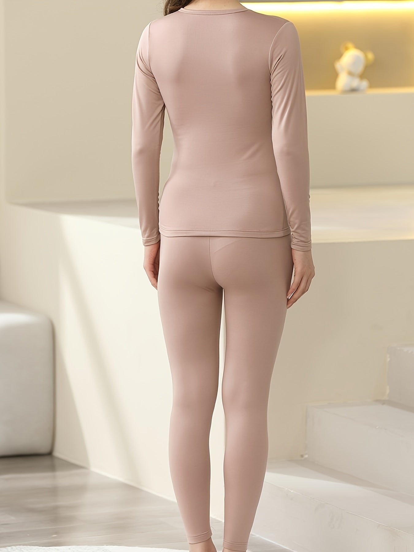 Women's Thermal Underwear Set Long Sleeve Crew Neck Tops & Pants