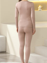 Women's Thermal Underwear Set Long Sleeve Crew Neck Tops & Pants