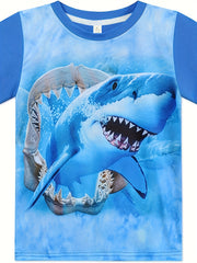 Boys' Shark Graphic T Shirt Active Stretch Short Sleeve Tee
