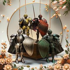 Medieval Knight Figurine Retro Mech w/ Weapons & Shields Display Decor