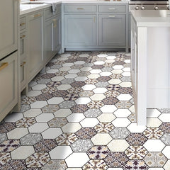 Vintage Boho Pattern Hexagon Stickers Thickened Self Adhesive Floor