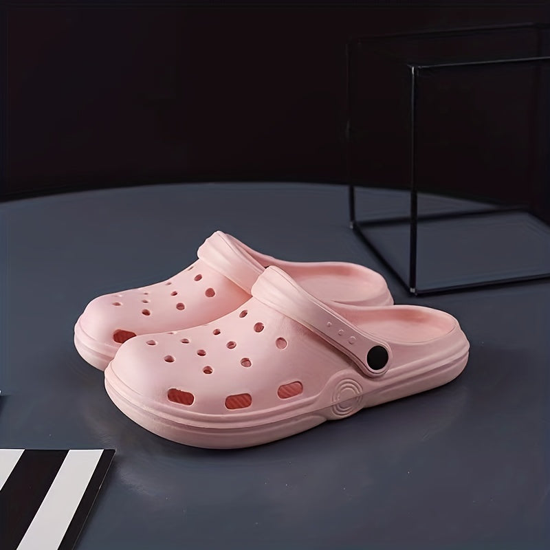 Women's Solid Garden Clogs Hollow Out Closed Toe Slide Shoes