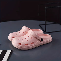 Women's Solid Garden Clogs Hollow Out Closed Toe Slide Shoes