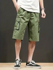 Men's Knee Long Cargo Shorts with Side Pockets