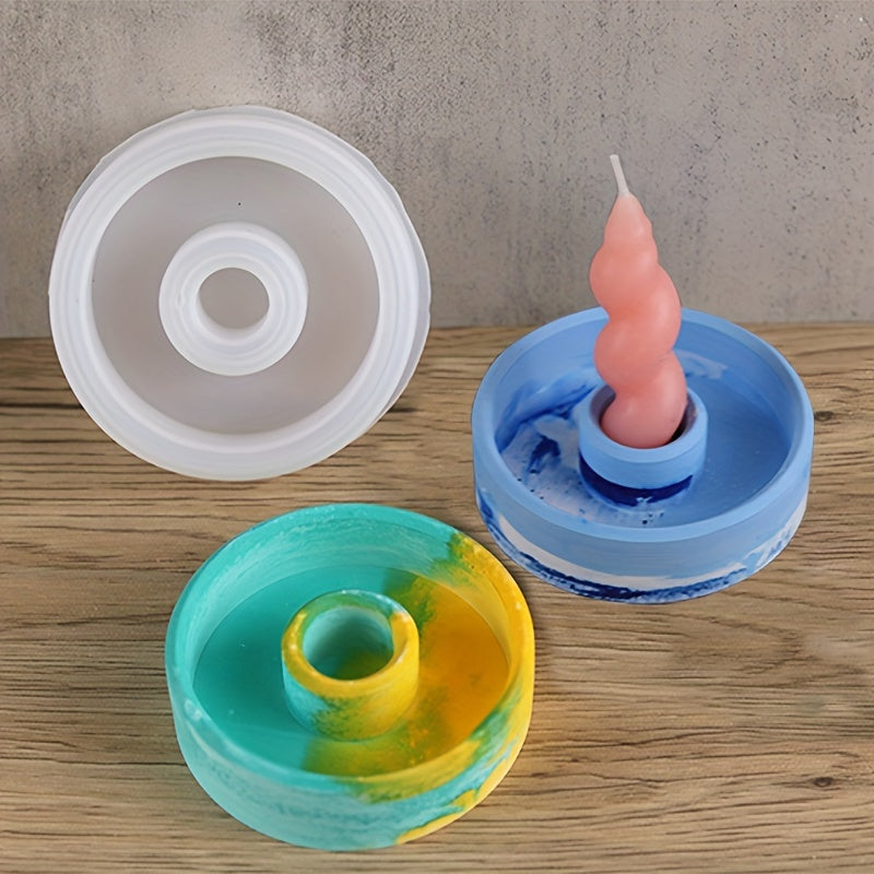 Round Aromatherapy Candle Holder Resin Mold DIY Candle Tray Accessories