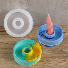 Round Aromatherapy Candle Holder Resin Mold DIY Candle Tray Accessories