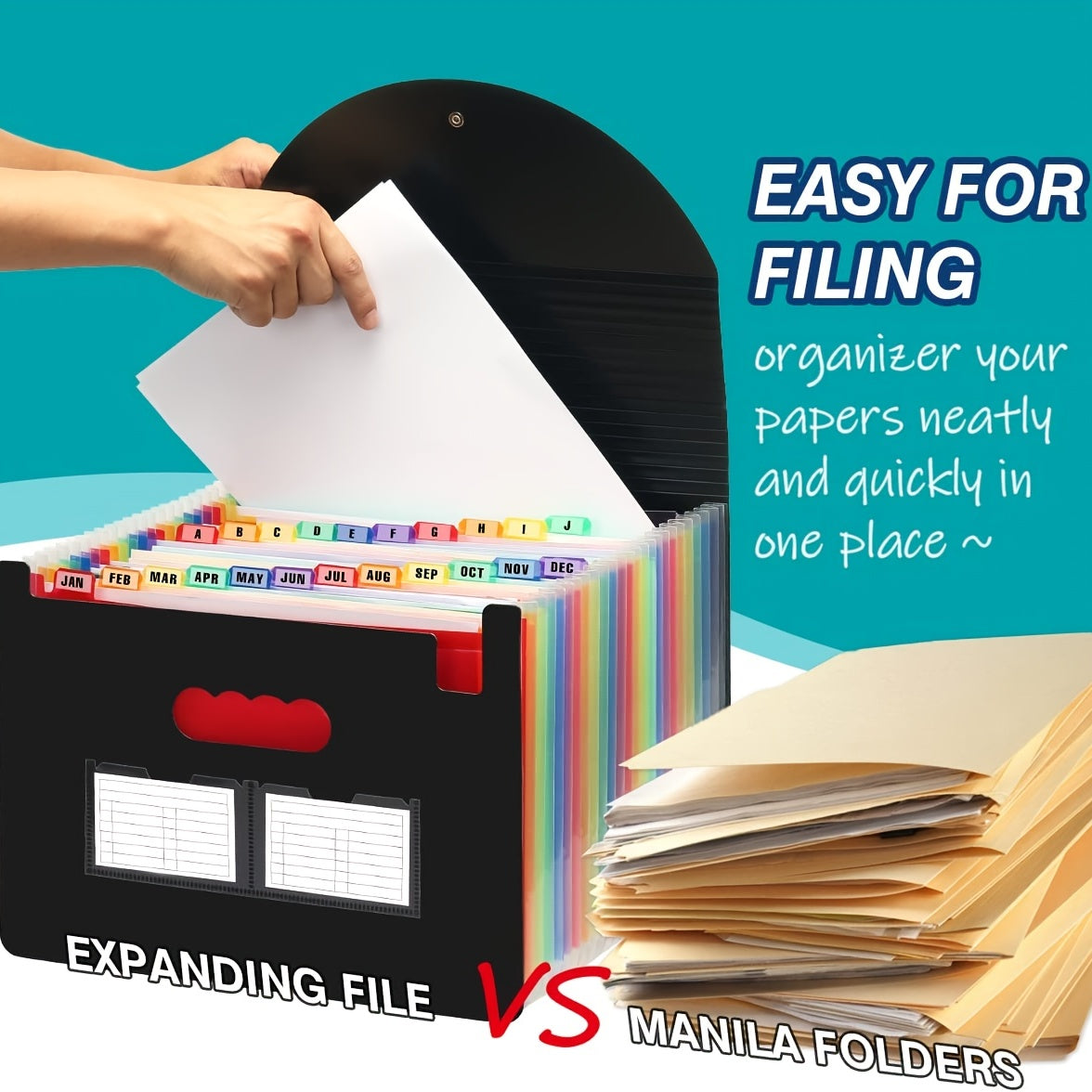 Accordion File Folder with Blank Labels, File Organizer