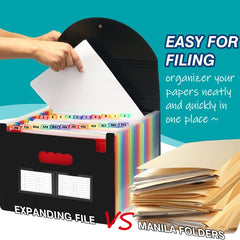Accordion File Folder with Blank Labels, File Organizer