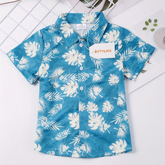Boys Casual V neck Button Up Shirts for Summer