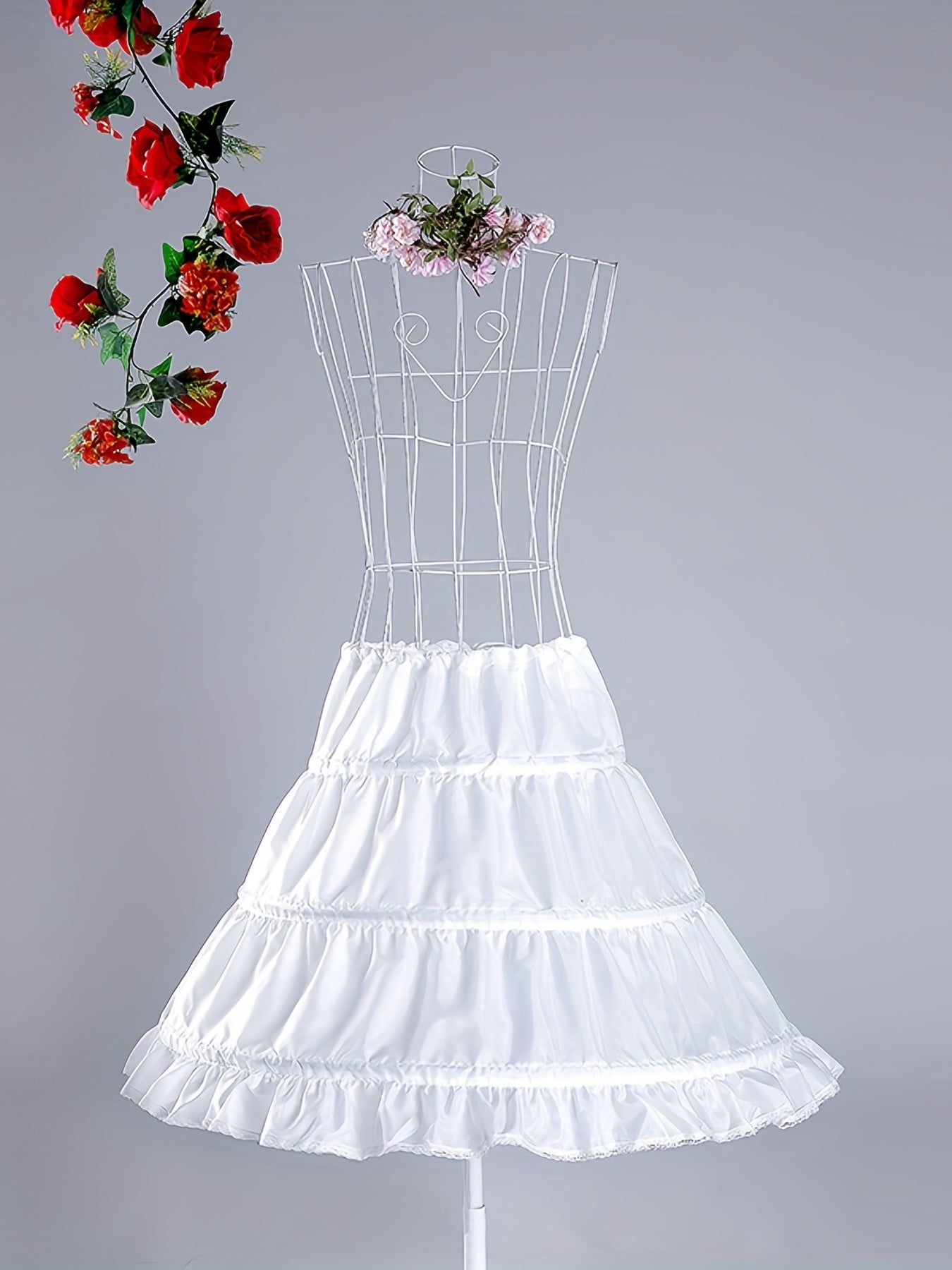 Girls 3-Hoop Petticoat Full Slip Skirt for Flower Girl