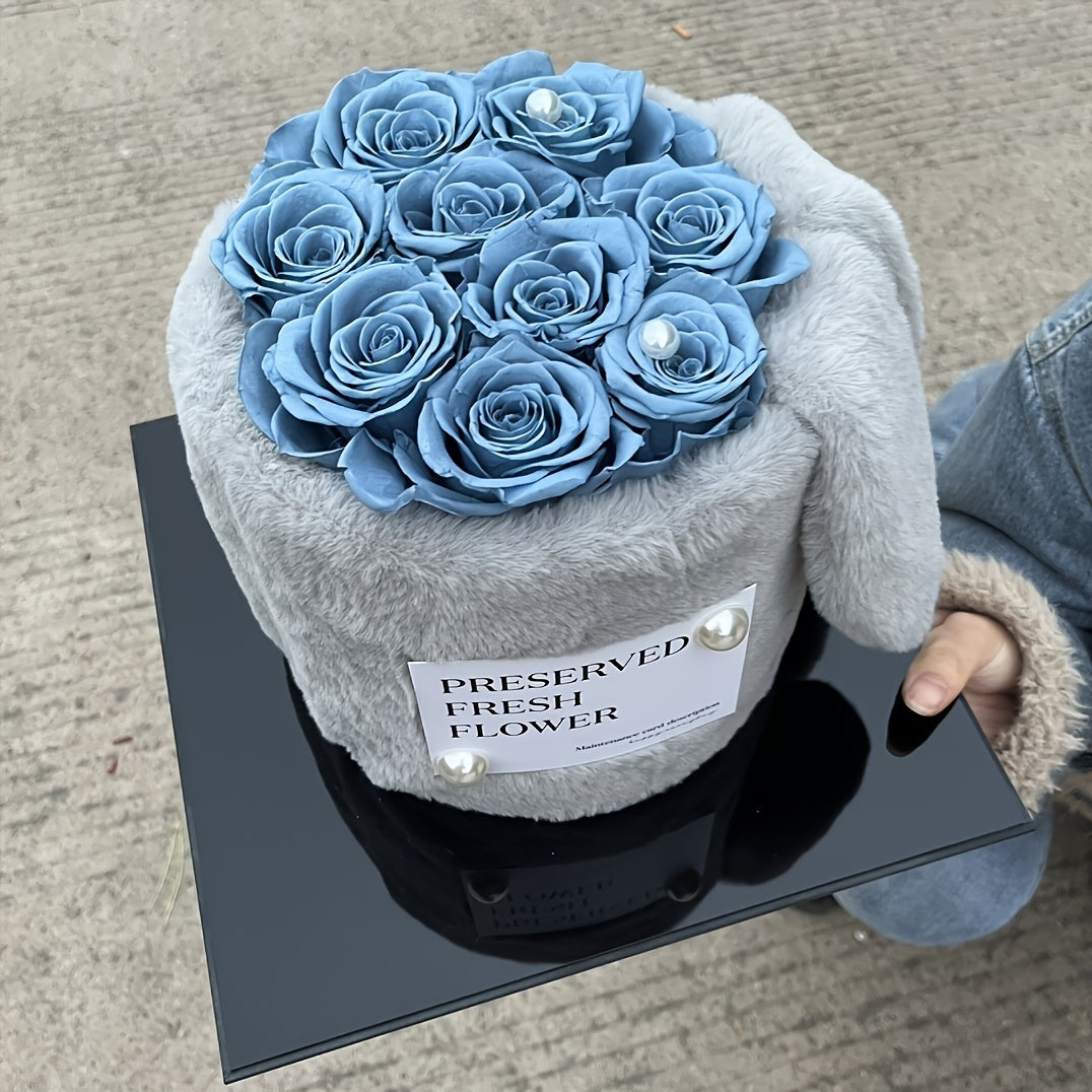 Eternal Rose Flower Gift Set with Rabbit Ears and High-end Ribbon