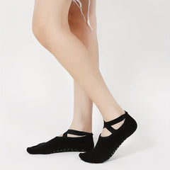 Women's Non-slip Yoga Socks Towel Bottom with Invisible Strap