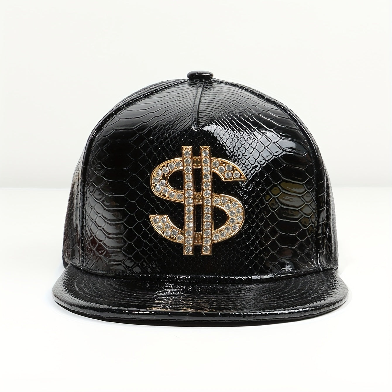 PU Leather Snapback Hat Rhinestone Patch Baseball Cap Unisex