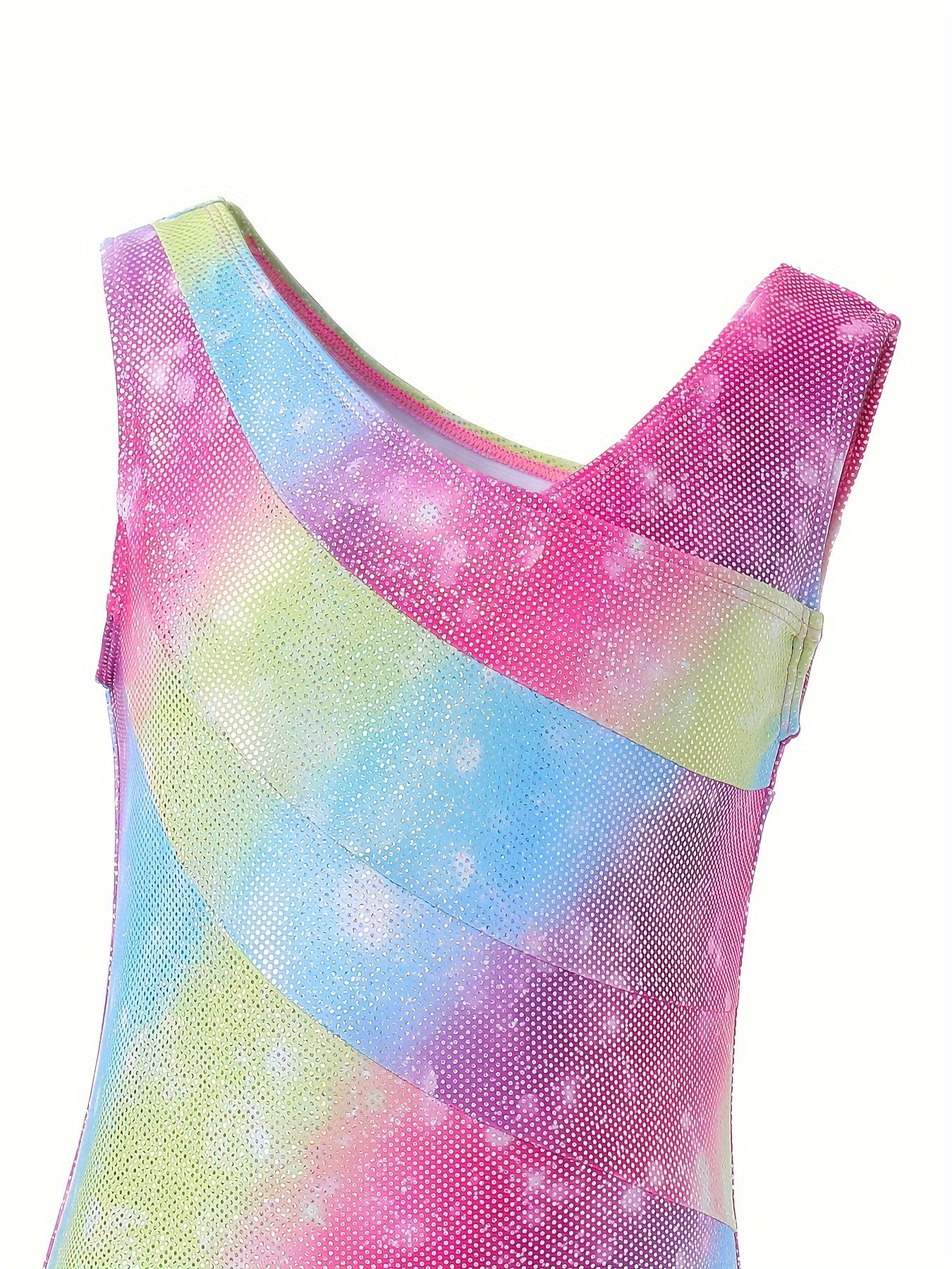 Gradient Sleeveless Gymnastics Leotard - Girls Stretchy Ballet Suit