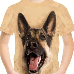 3D Puppy Graphic Crew Neck Tshirt Girls Casual Pullover Tops