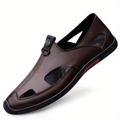 Men's Hollow Out Faux Leather Loafer Shoes Lightweight Non Slip Sandals