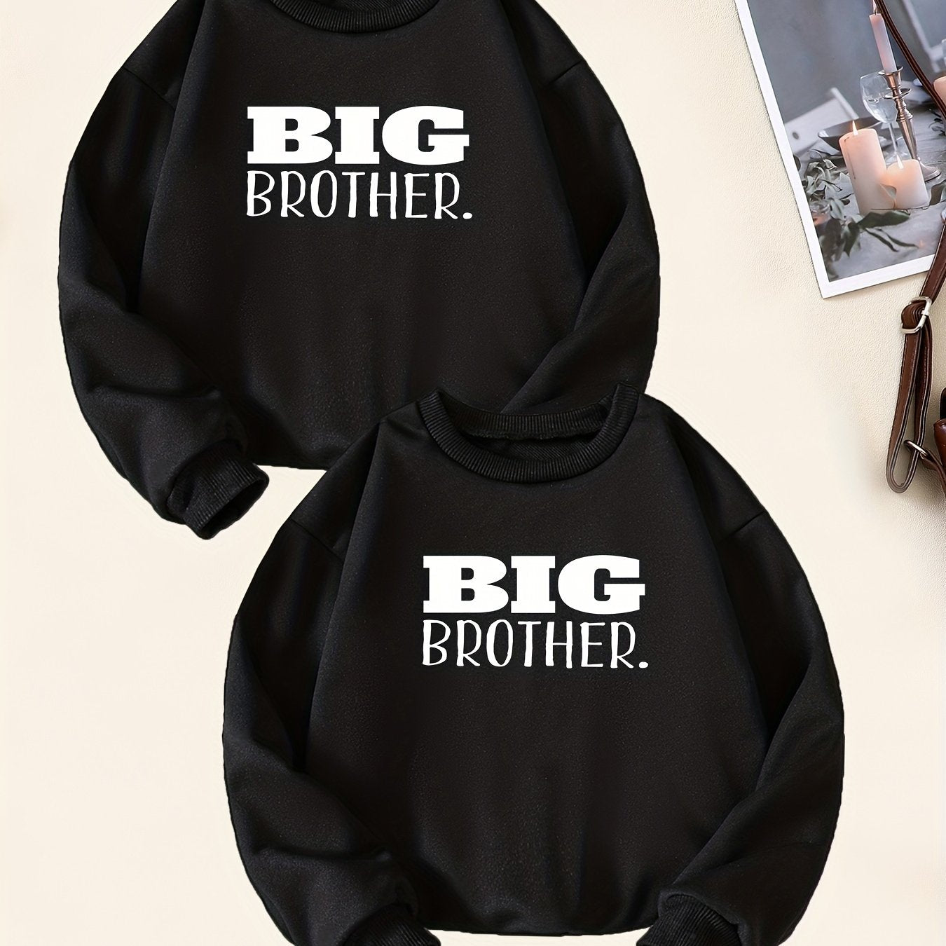 2pcs Big Brother Boys Sweatshirt Long Sleeve Tops