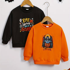 2pcs Halloween Letter Witch Boys Pullover Sweatshirt