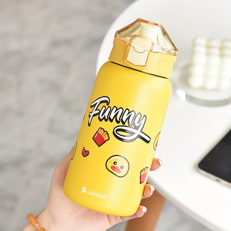 Cartoon Insulated Water Bottle 18oz with Straw Stainless Steel Travel Cup