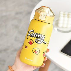 Cartoon Insulated Water Bottle 18oz with Straw Stainless Steel Travel Cup